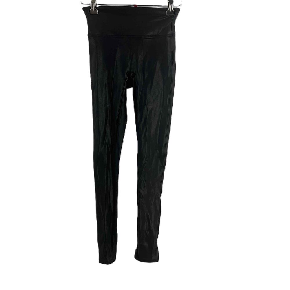 SPANX Black Leather Look Skinny Compressive‎ Fit Leggings Petite Extra Small
